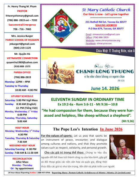 Jun 14, 2026 - The Most Holy Body & Blood of Christ